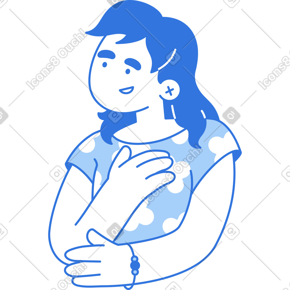 Ilustração de Mulher alegre em no estilo Sky para baixar em PNG, SVG