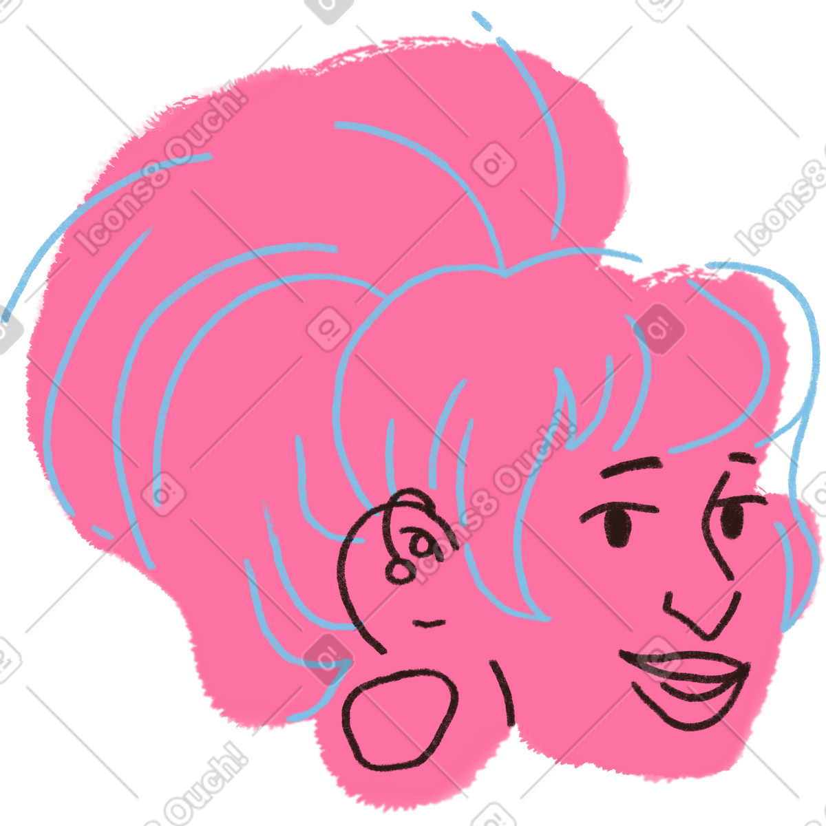 Illustration Grinning woman dans le style Blobby à télécharger aux formats PNG, SVG