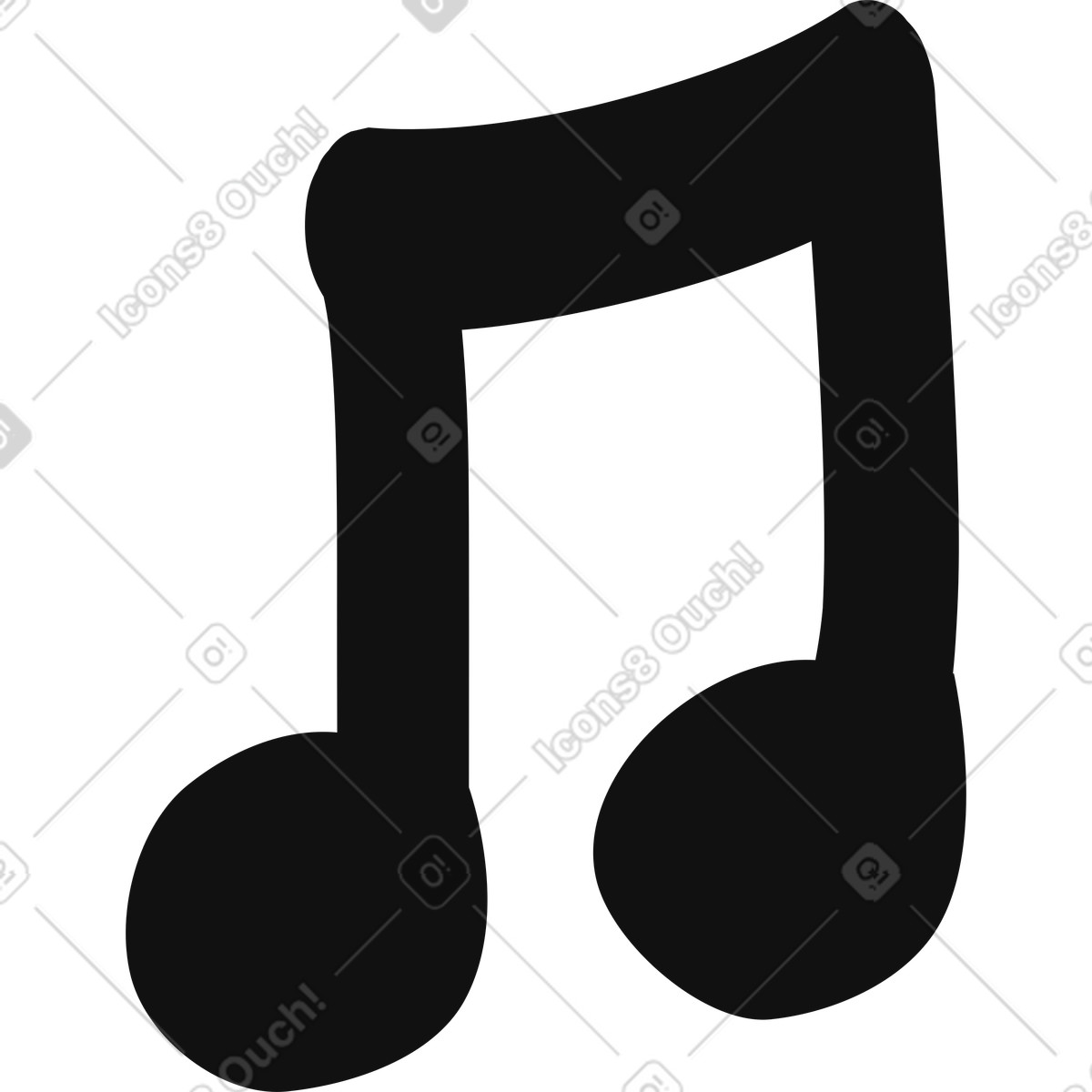 Organic スタイルの Music note pair bold black eighth notes silhouette symbol のイラストをPNG、SVG形式でダウンロード
