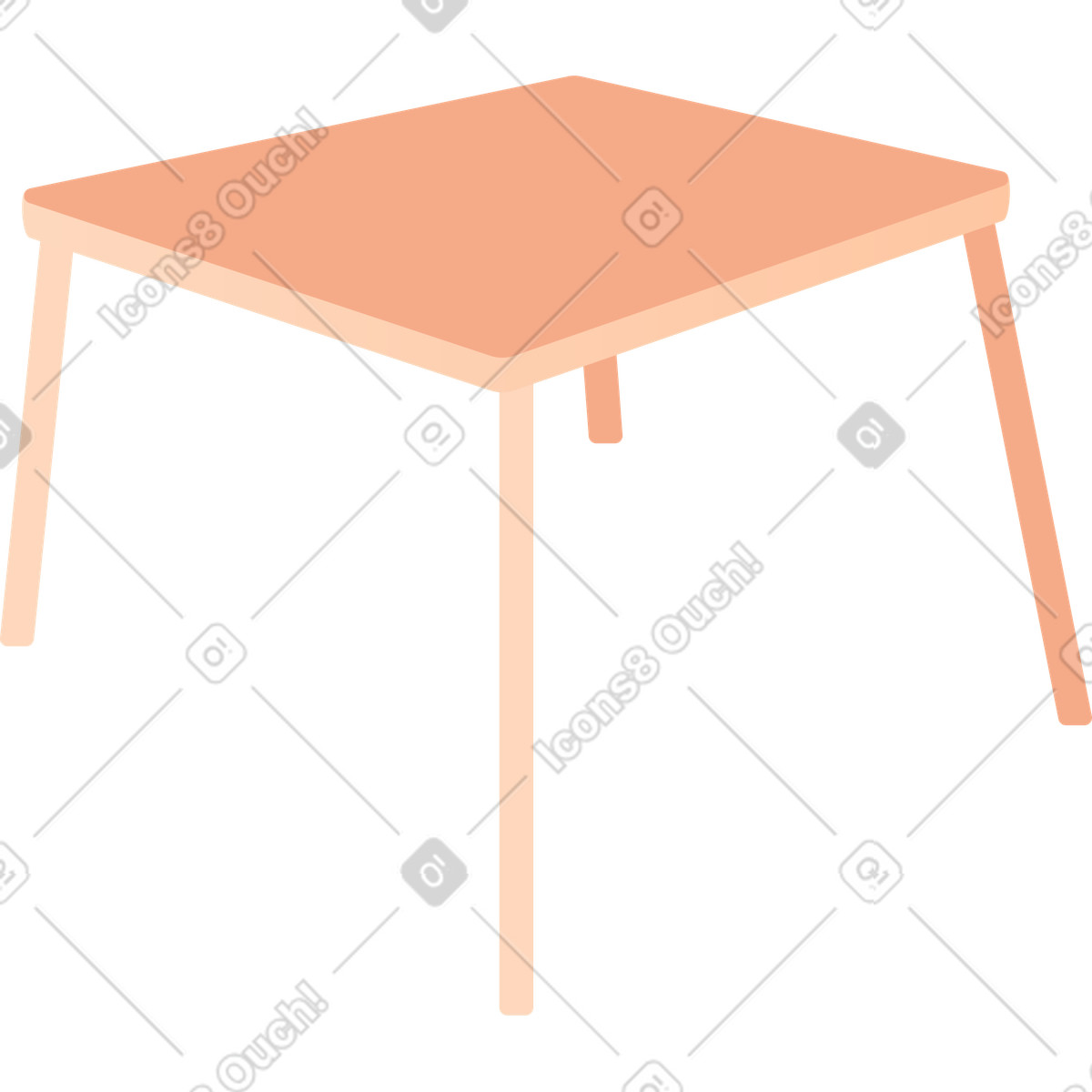 Modern rectangular table for dining or study illustration in Coworking style download in PNG, SVG