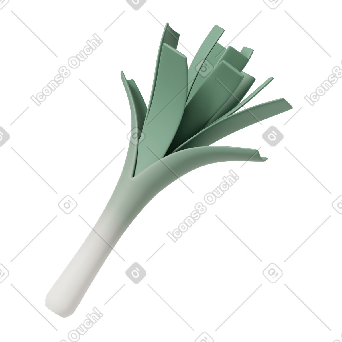 Illustration Green leek dans le style 3D Casual life à télécharger aux formats PNG, SVG