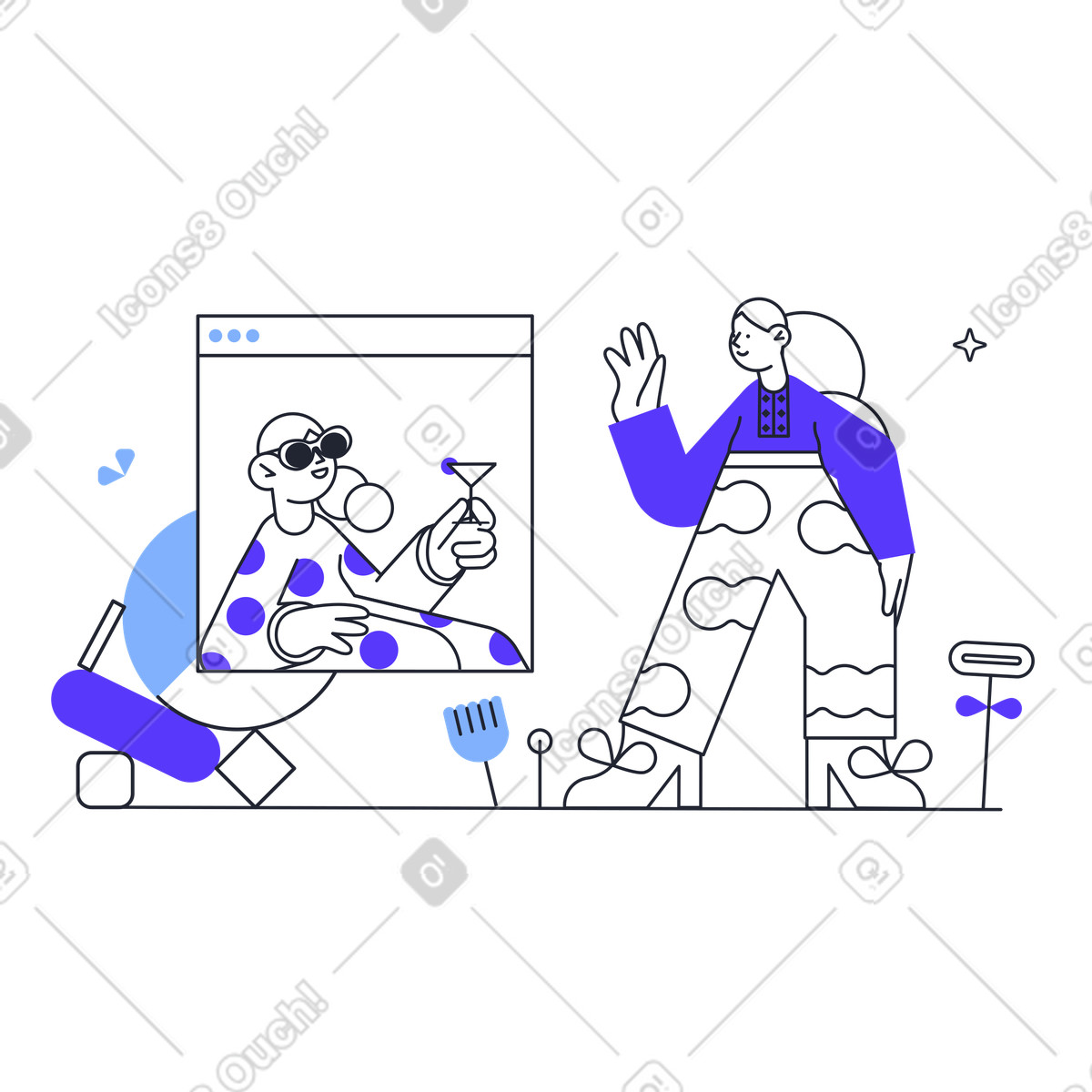 Ilustração de Zoom reunião em no estilo Pablita para baixar em PNG, SVG