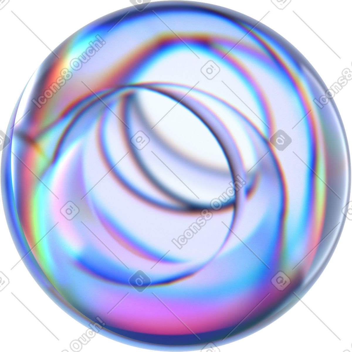 Иллюстрация Spherical iridescent object with tunnel effect for energy flow в стиле 3D Glassy — скачать в форматах PNG, SVG