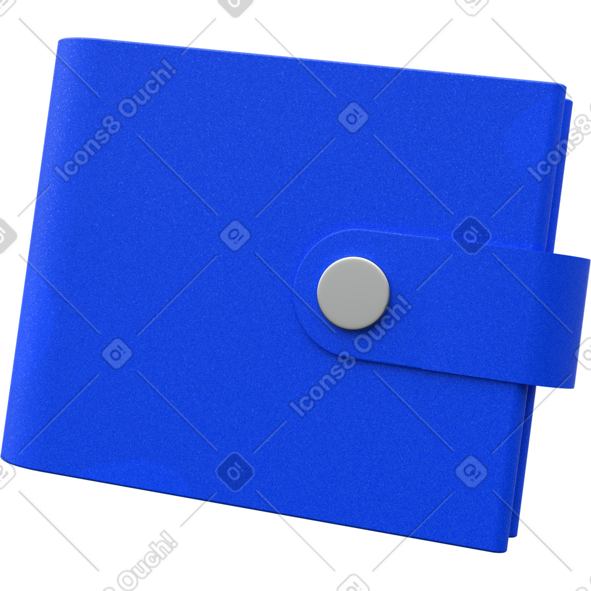 Closed blue wallet with button strap, Personal finance or money management illustration in 3D Enterprise style download in PNG, SVG