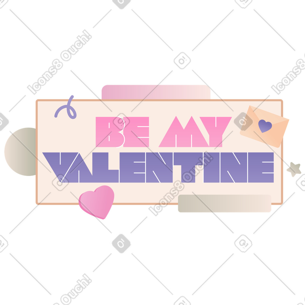 Coworking スタイルの Be My Valentine sign with heart and envelope のイラストをPNG、SVG形式でダウンロード
