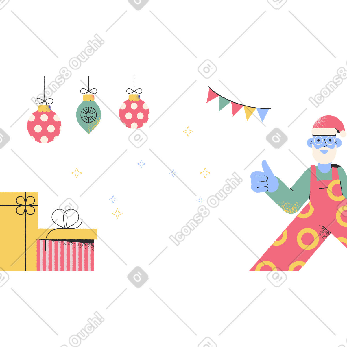 Santa and gifts illustration in Pablo style download in PNG, SVG
