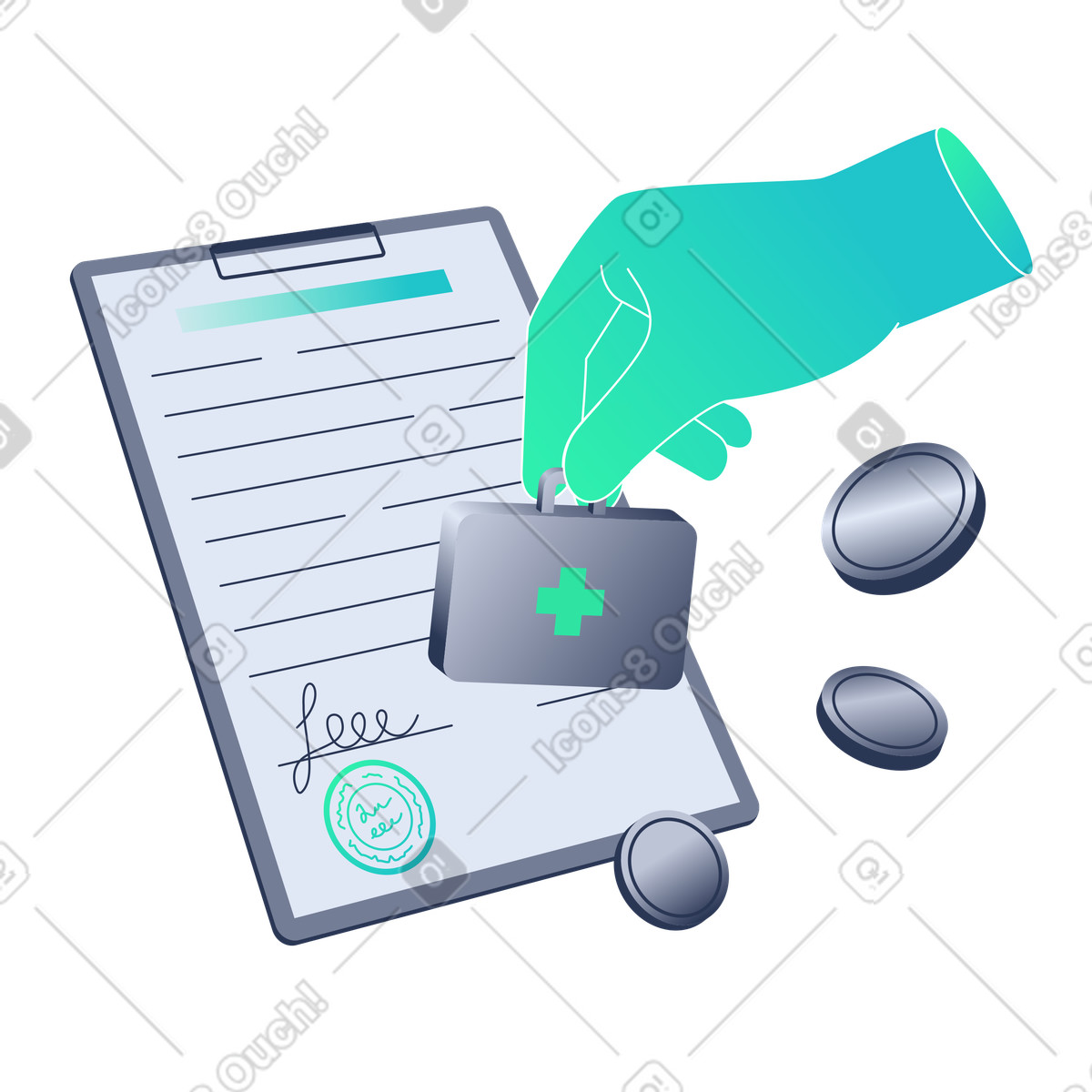 Ilustraci&oacute;n Celebraci&oacute;n del contrato de seguro m&eacute;dico en estilo Lucent a descargar en PNG y SVG