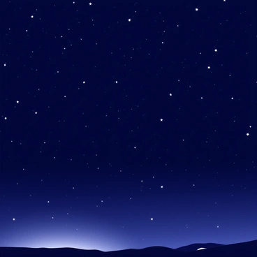 A night sky filled with countless stars is visible from the thermosphere. The stars twinkle brightly against the dark backdrop of space. Below, a faint glow appears on the horizon, suggesting the presence of distant lights from Earth. The vastness of the sky creates a sense of depth, with stars scattered throughout, some appearing larger than others. The glow on the horizon contrasts with the dark sky, providing a subtle illumination.