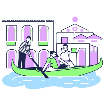 A romantic gondola ride through the canals of Venice, with historic buildings lining the waterway