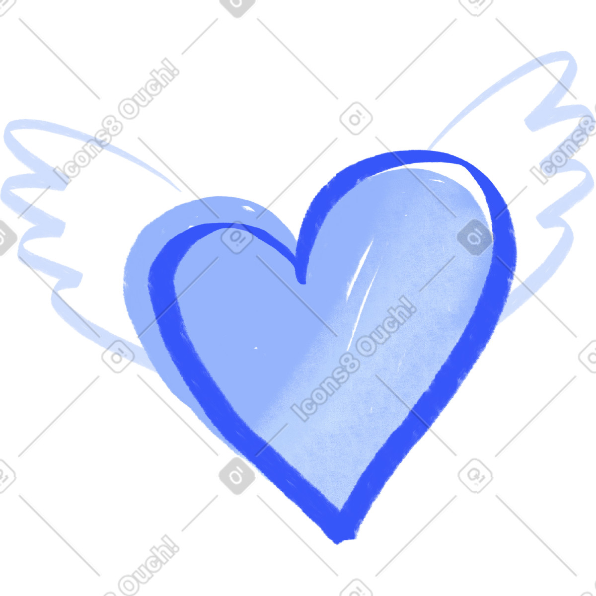 Ilustração de Coração com asas em no estilo Quirky para baixar em PNG, SVG