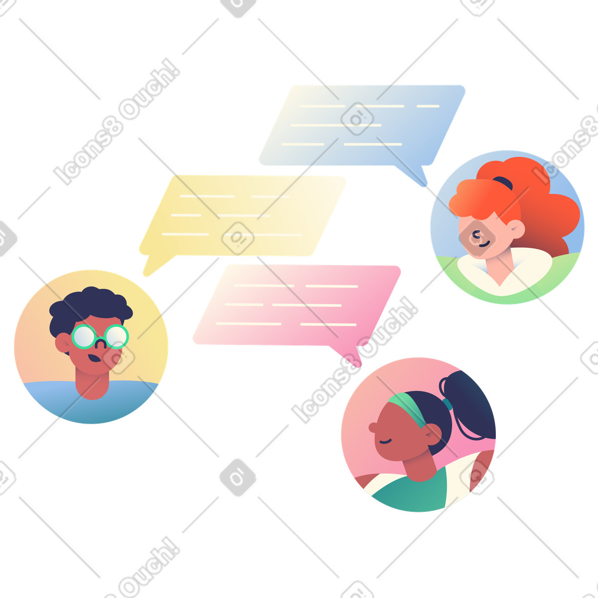 Team working and communicating online illustration in Beam style download in PNG, SVG