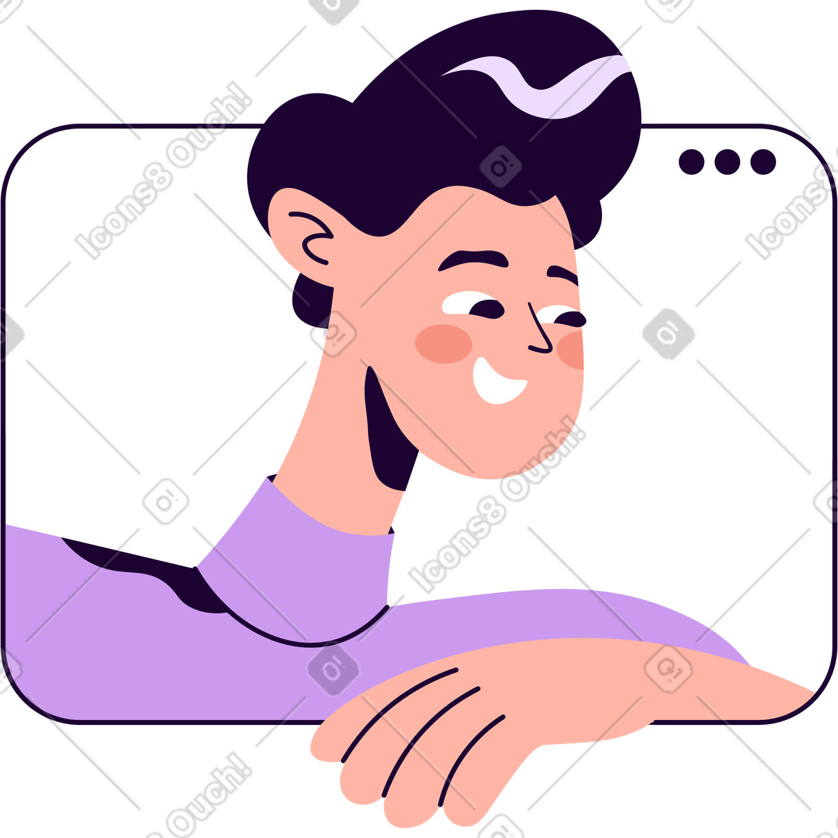 Man in a browser window illustration Martina style download PNG, SVG