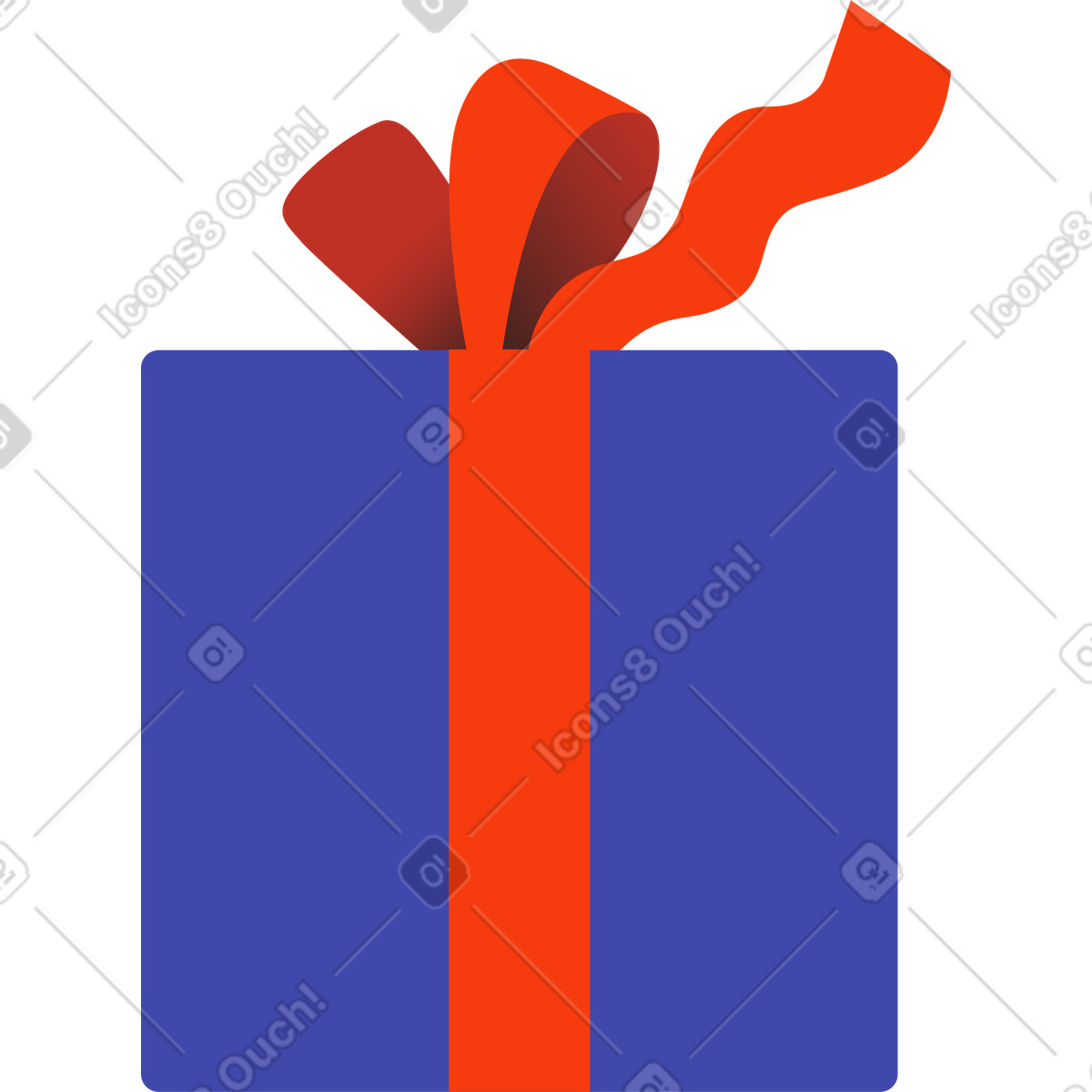 Ilustración Regalo azul con un lazo rojo en estilo Wavy a descargar en PNG y SVG