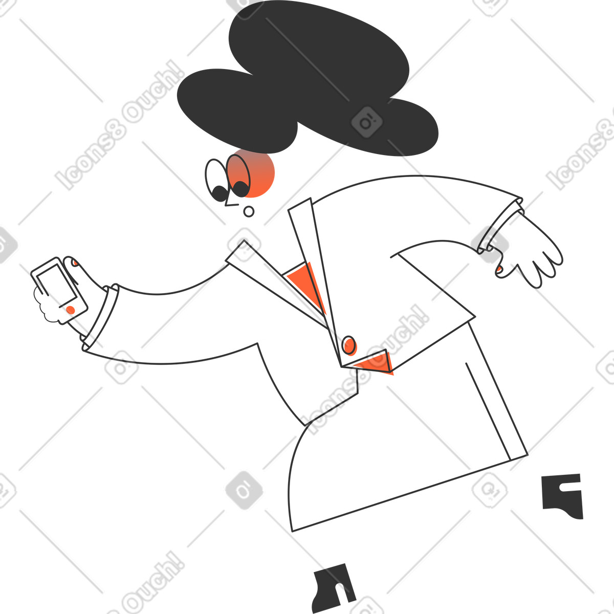 Illustration Femme d'affaires court dans le style Crayon à télécharger aux formats PNG, SVG