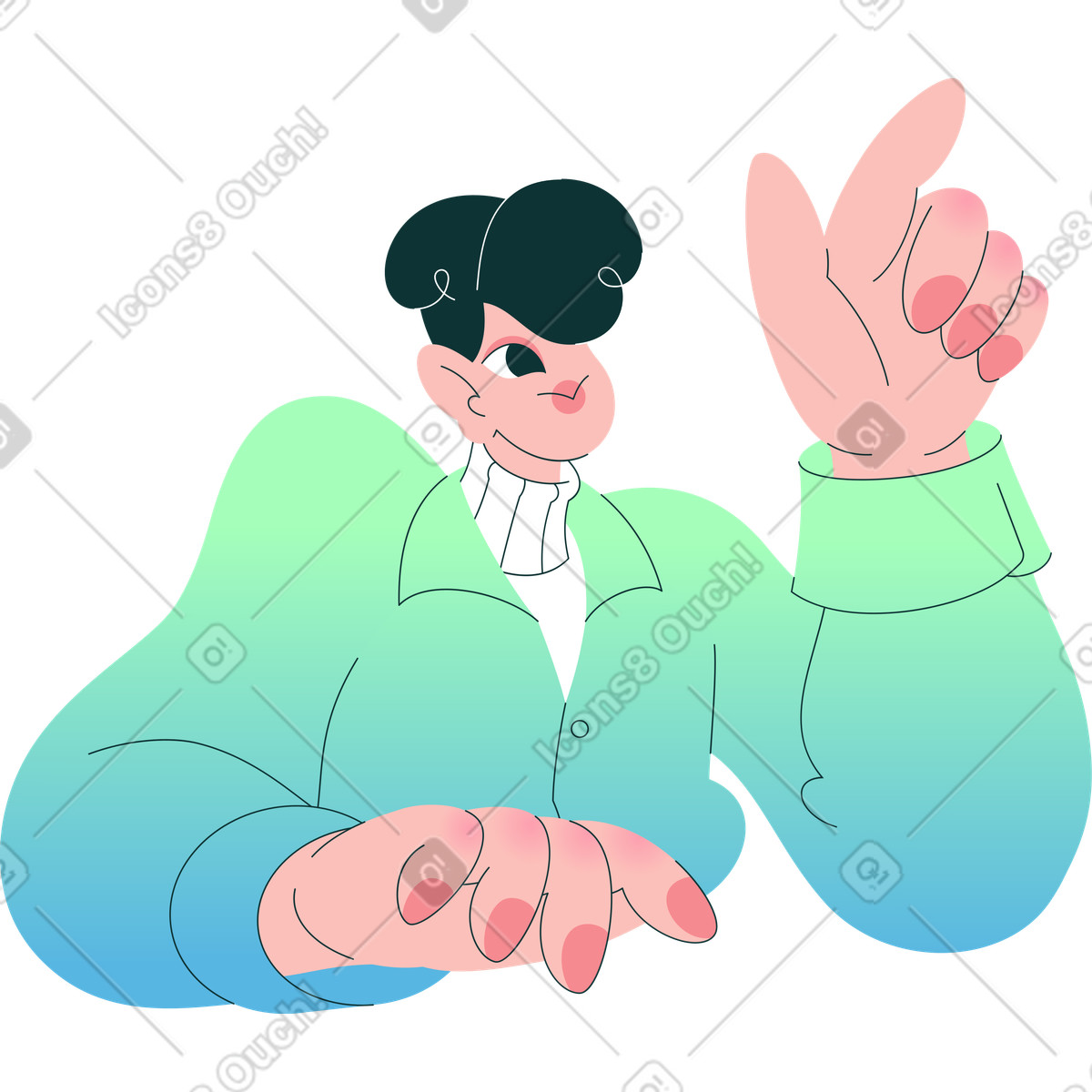 Ilustração de Homem apontando para algo torso em no estilo Florid baixar em PNG, SVG