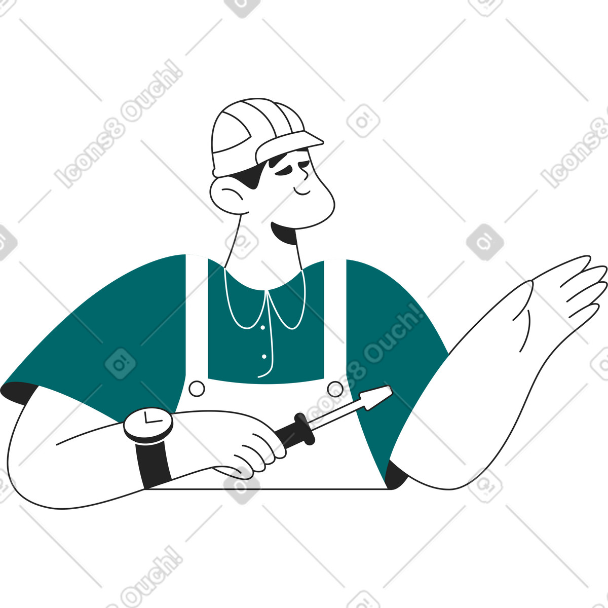 Ilustración Reparador en un casco estilo Sammy Line a descargar PNG y SVG