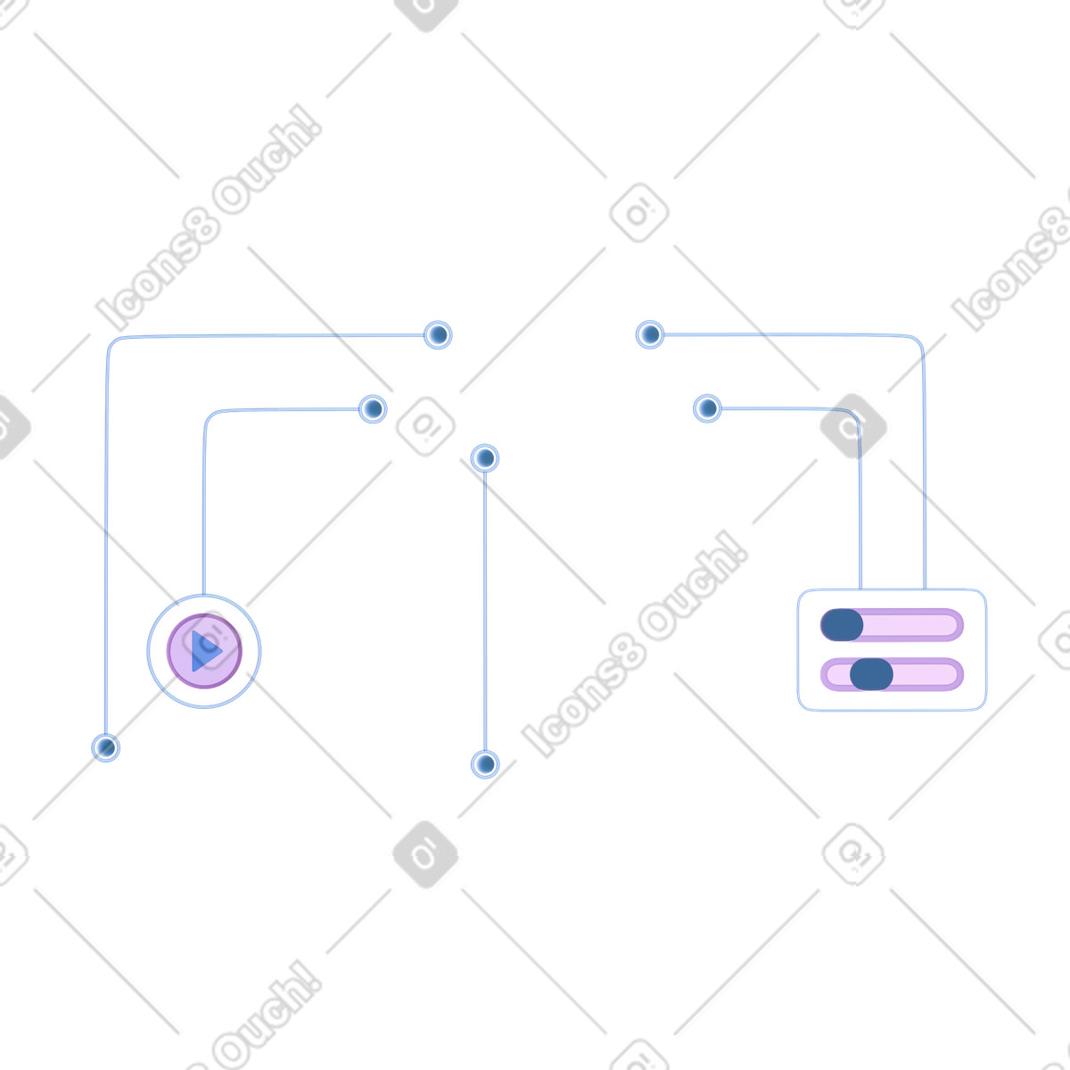 Ilustración Flujo de trabajo digital abstracto o sistema saas en estilo 3D Airy a descargar en PNG y SVG