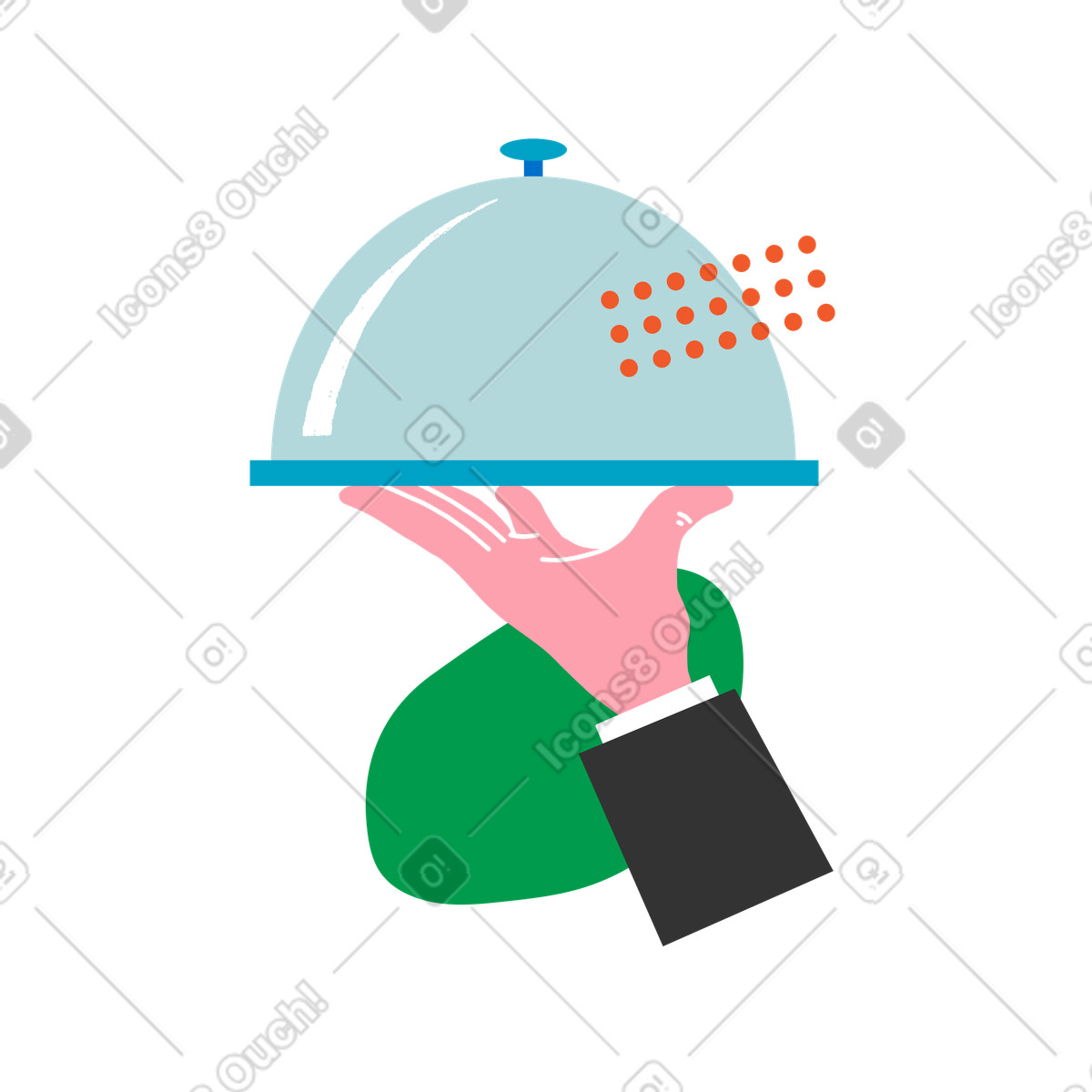 Hand with tray illustration in PNG, SVG