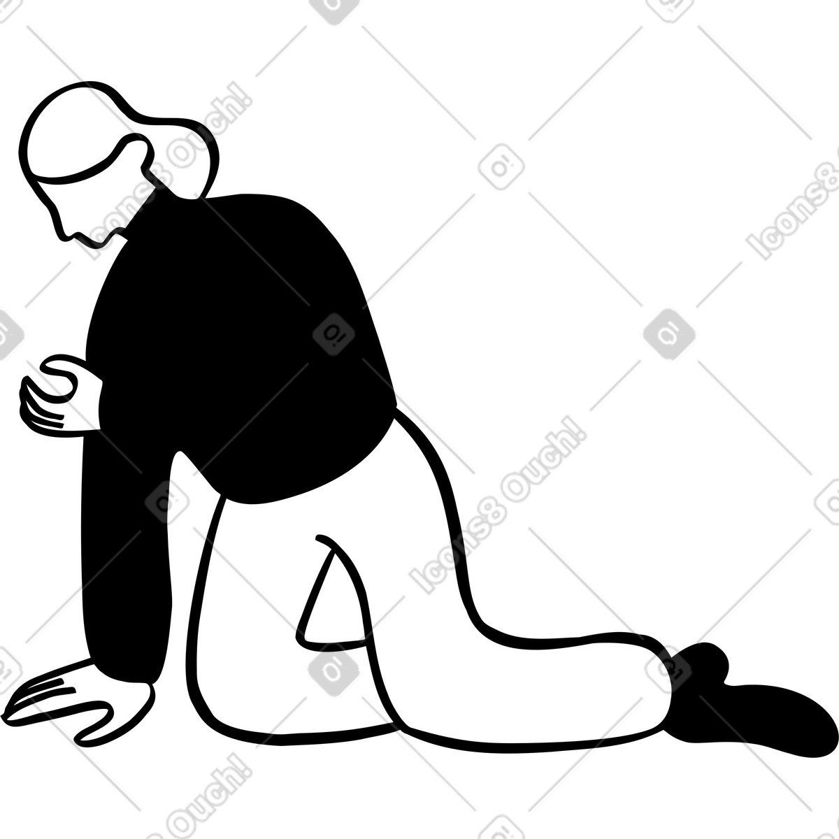 Frau auf den knien-Illustration im Journal-Stil als Download in PNG, SVG