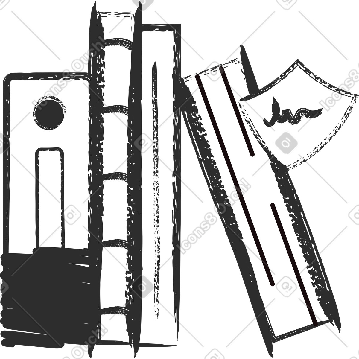 Büroordner und dokumente-Illustration im Graphite-Stil als Download in PNG, SVG