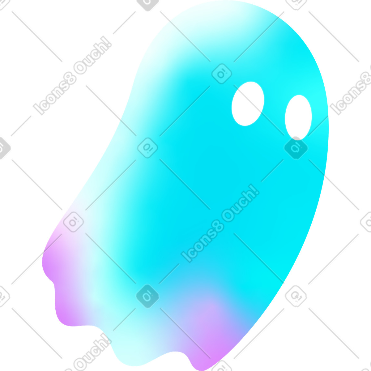 下载 Glare 风格的 Blue ghost with glowing eyes 插画，支持 PNG、SVG 格式