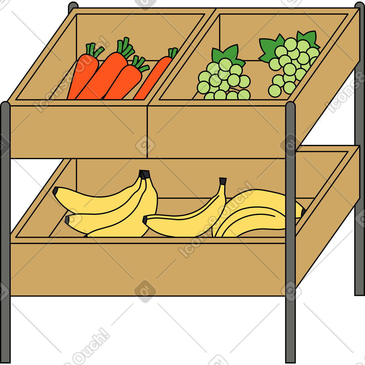 Illustration Marché des fermiers dans le style Kindy à télécharger aux formats PNG, SVG