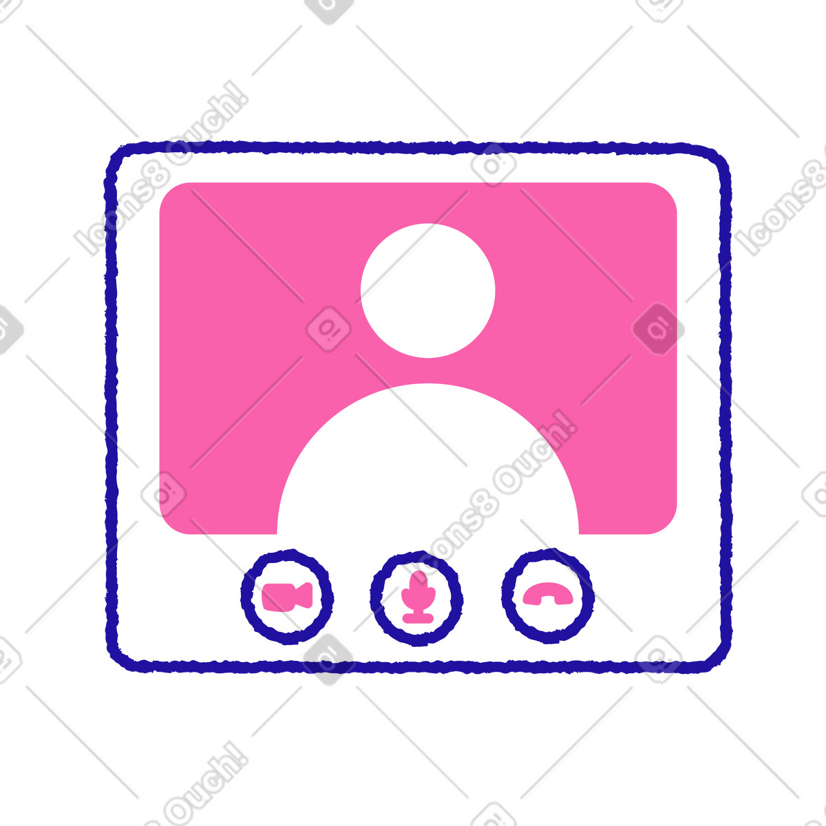 Video call window interface illustration in Whimsy style download in PNG, SVG