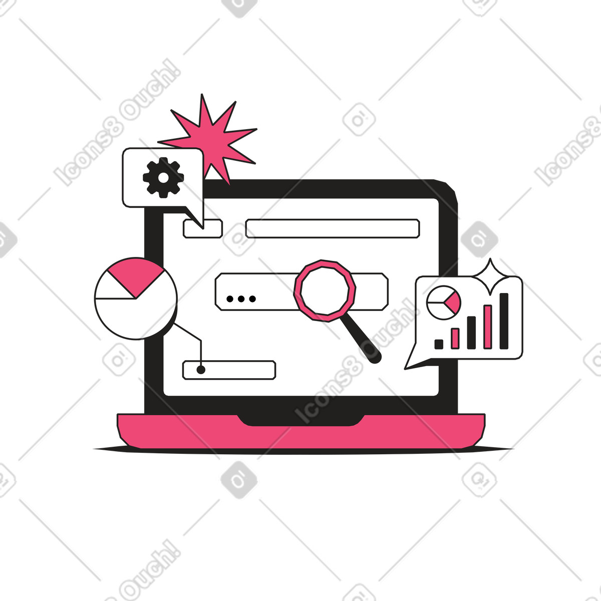 Ilustración animada Optimización de sitios web seo en estilo Dazzle Line a descargar en GIF, Lottie (JSON), AE