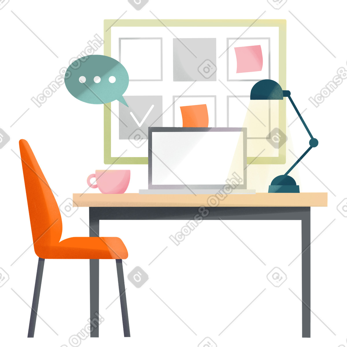 Time management workspace illustration in PNG, SVG