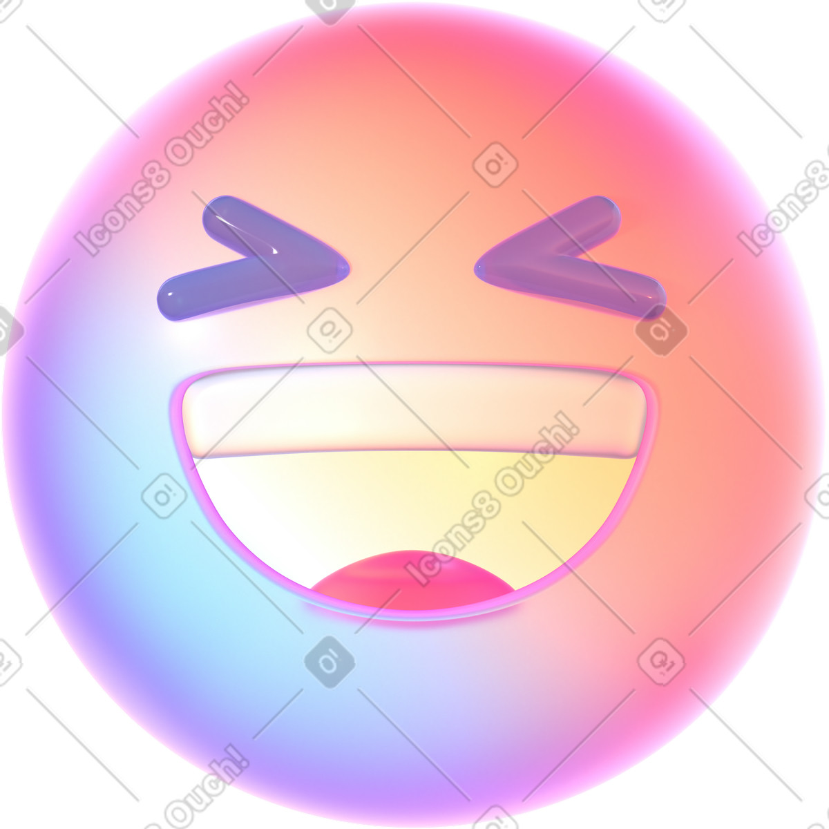 Grinning squinting face illustrazione animata in stile 3D Glassy scaricabile in GIF, Lottie (JSON), AE