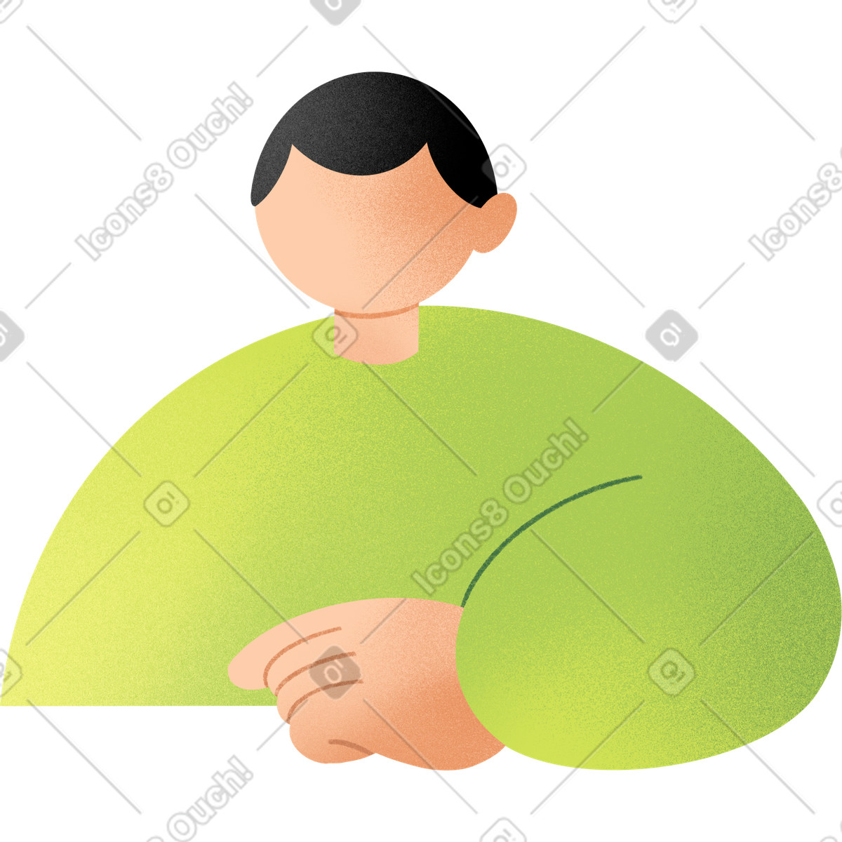 Ilustração de Young man in a green sweatshirt em no estilo Joy para baixar em PNG, SVG