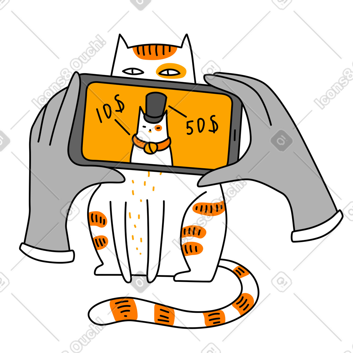 Ilustração de Compras online pelo telefone com realidade virtual em no estilo Purr para baixar em PNG, SVG