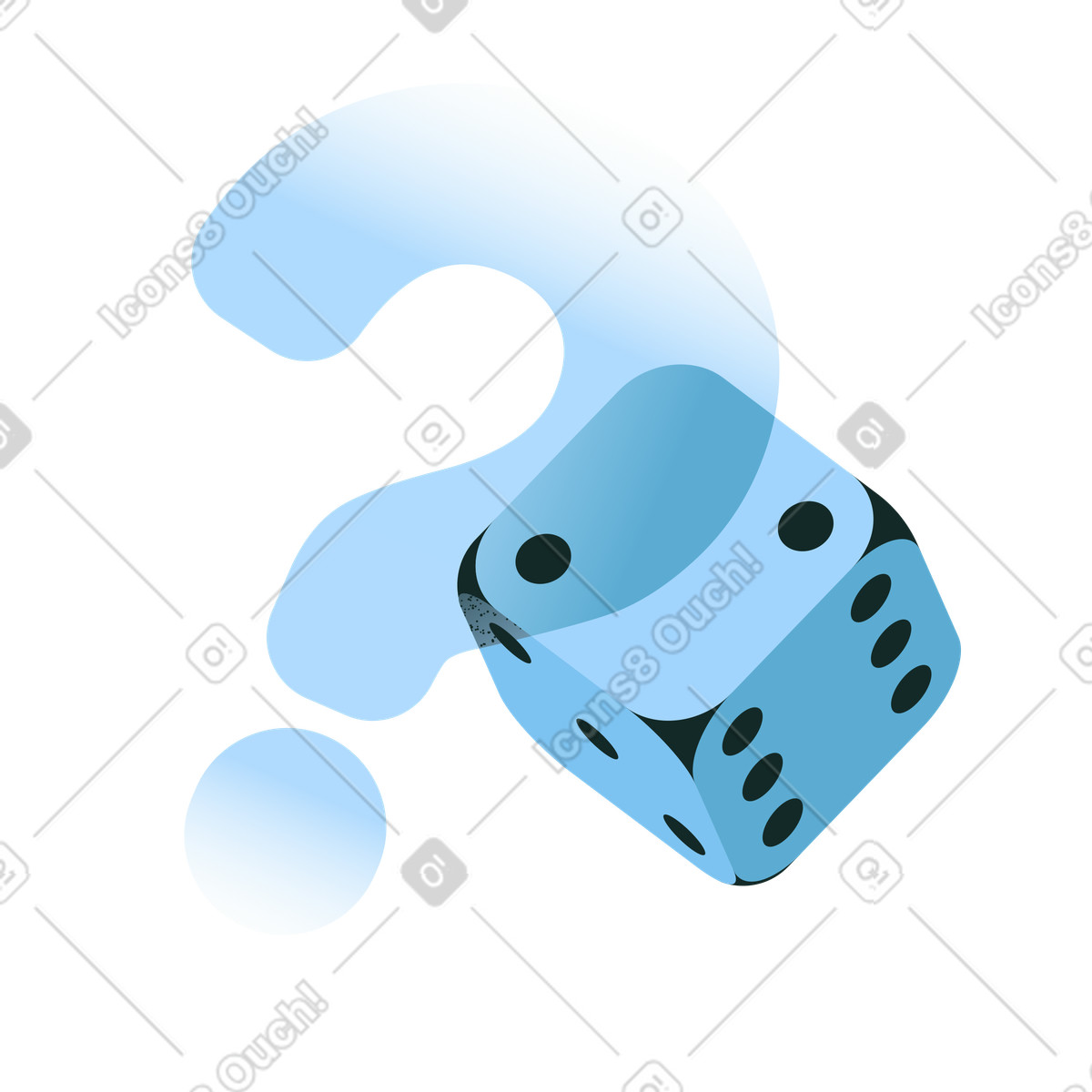 Problem solving question mark with rolling dice uncertainty illustration in Concept style download in PNG, SVG