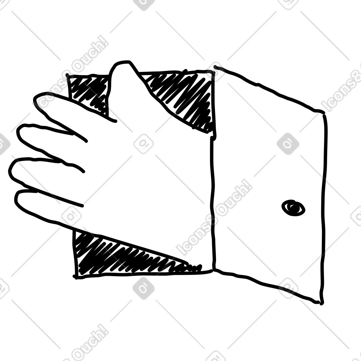Hand holding identification card for employee onboarding and security access illustrazione in stile Rough Sketch scarica in PNG, SVG