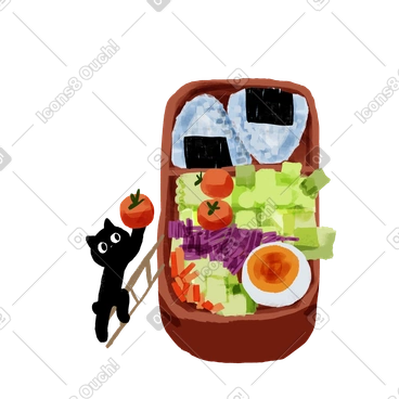 Cat uploading food to a plate PNG, SVG