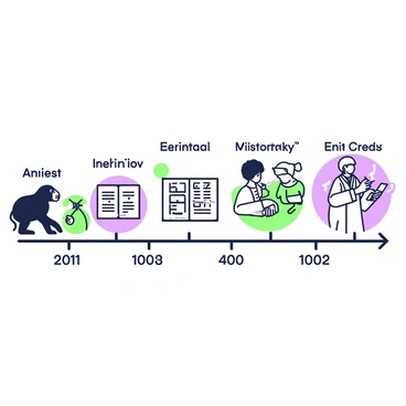 A timeline illustration showing the evolutionary significance of tonsils throughout human history.