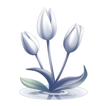 A close-up view of lily buds, ready to bloom, with their rounded shapes and delicate petals. The buds are surrounded by calm water, reflecting their forms. The water's surface shows subtle ripples, adding a sense of gentle movement. There are green leaves beneath the water, partially visible, enhancing the natural setting. The overall composition focuses on the beauty and detail of the lily buds in this tranquil environment.