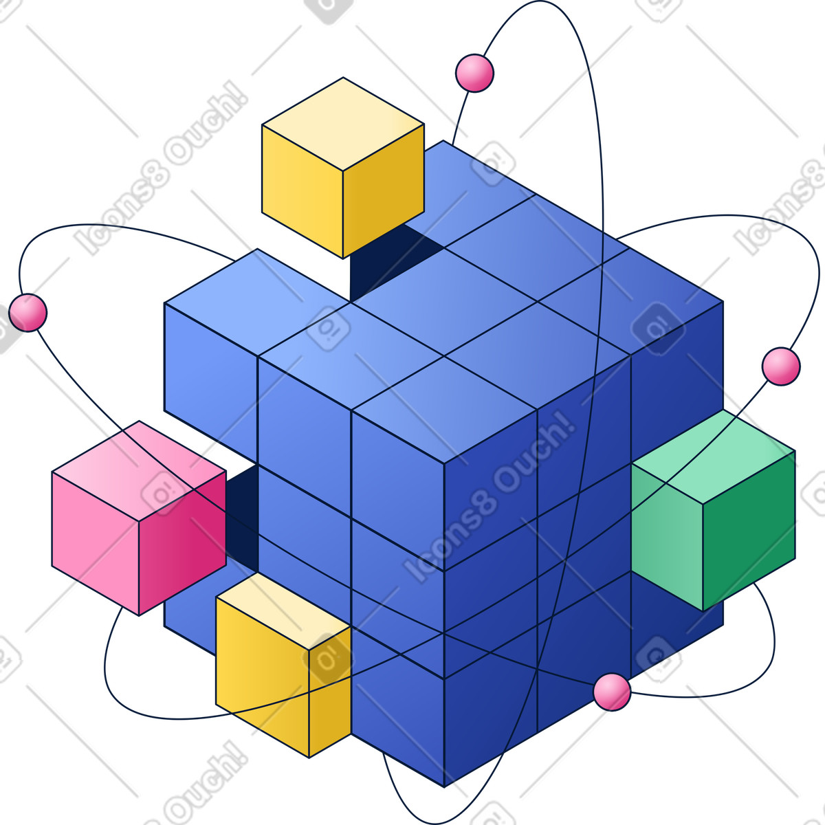 Cube illustration in PNG, SVG