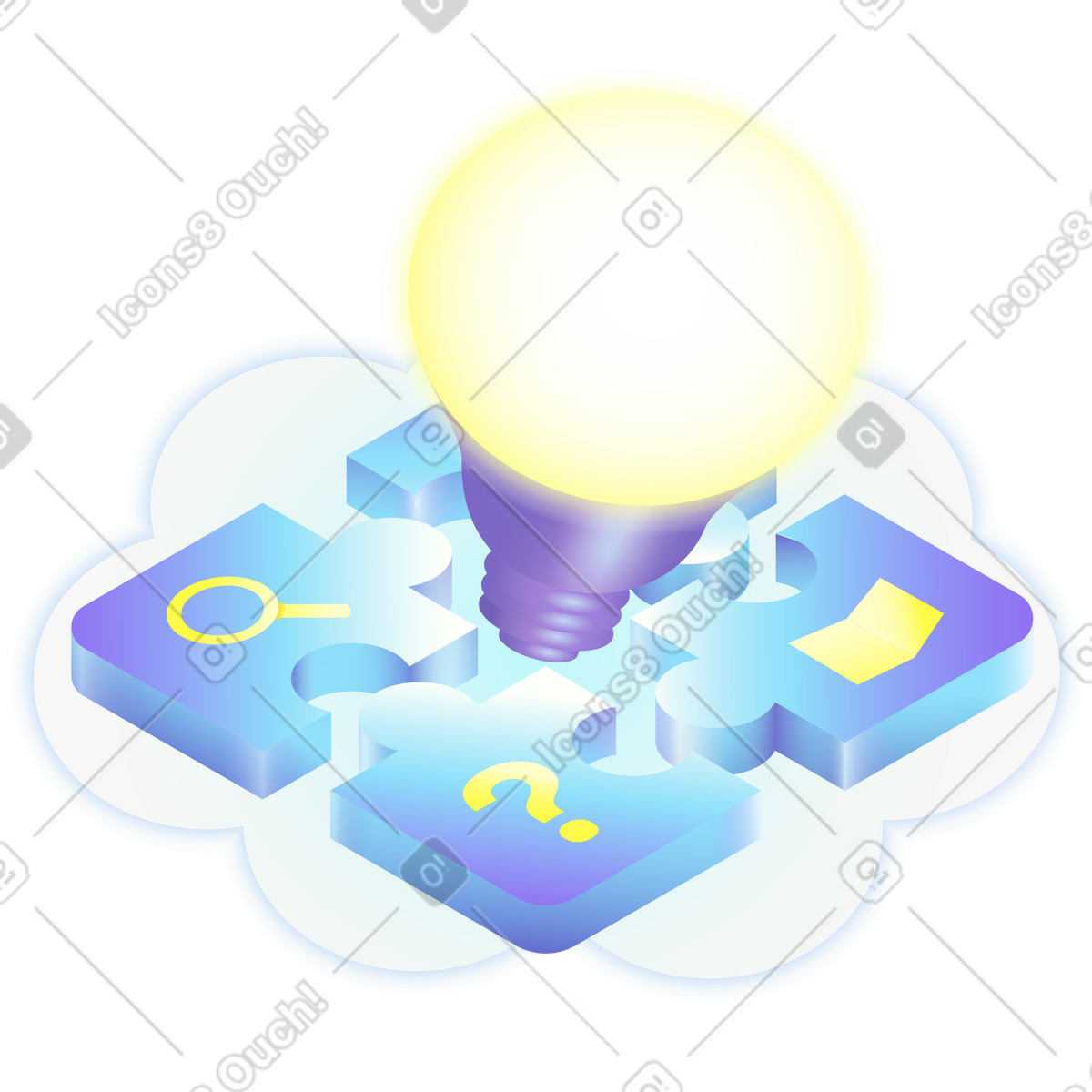 Brainstorming and problem solving with idea bulb illustration clipart PNG SVG GIF