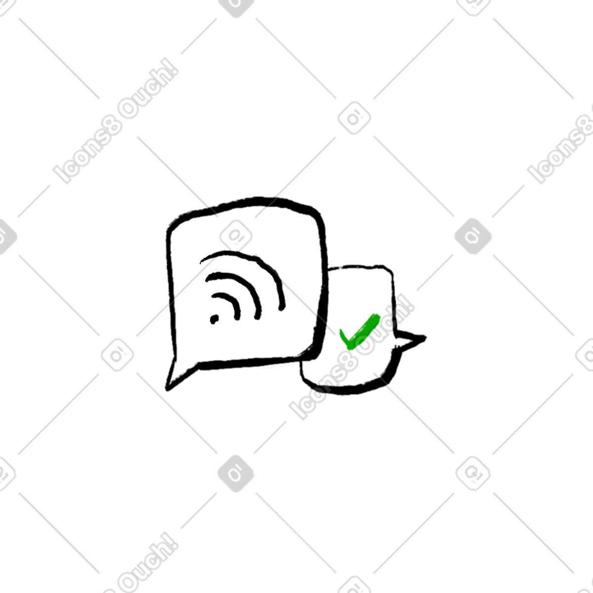 Ilustración Connected to a network en estilo Ikigai descargar en PNG y SVG