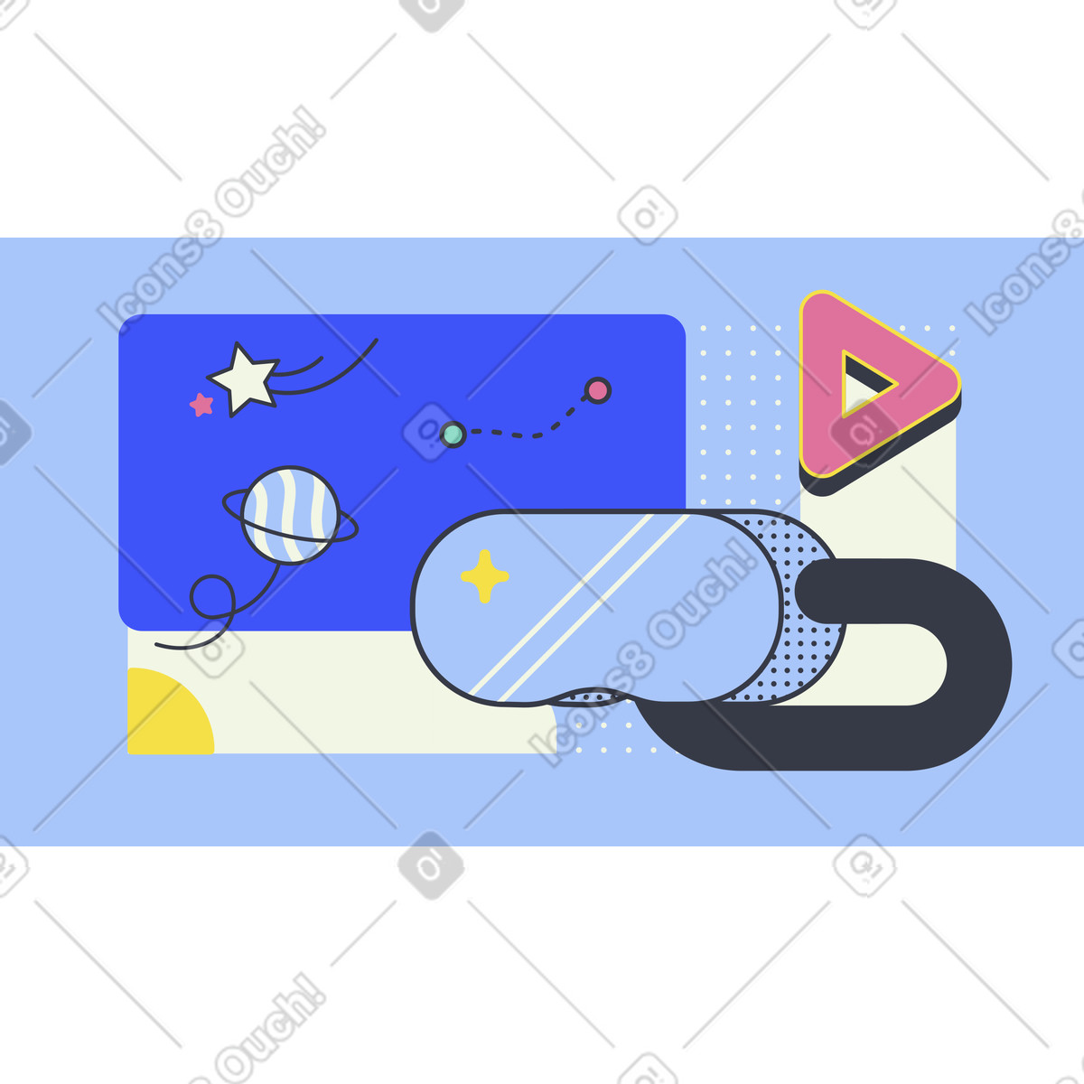 Virtual reality headset, Immersive learning or digital entertainment illustrazione in stile Abstract scarica in PNG, SVG