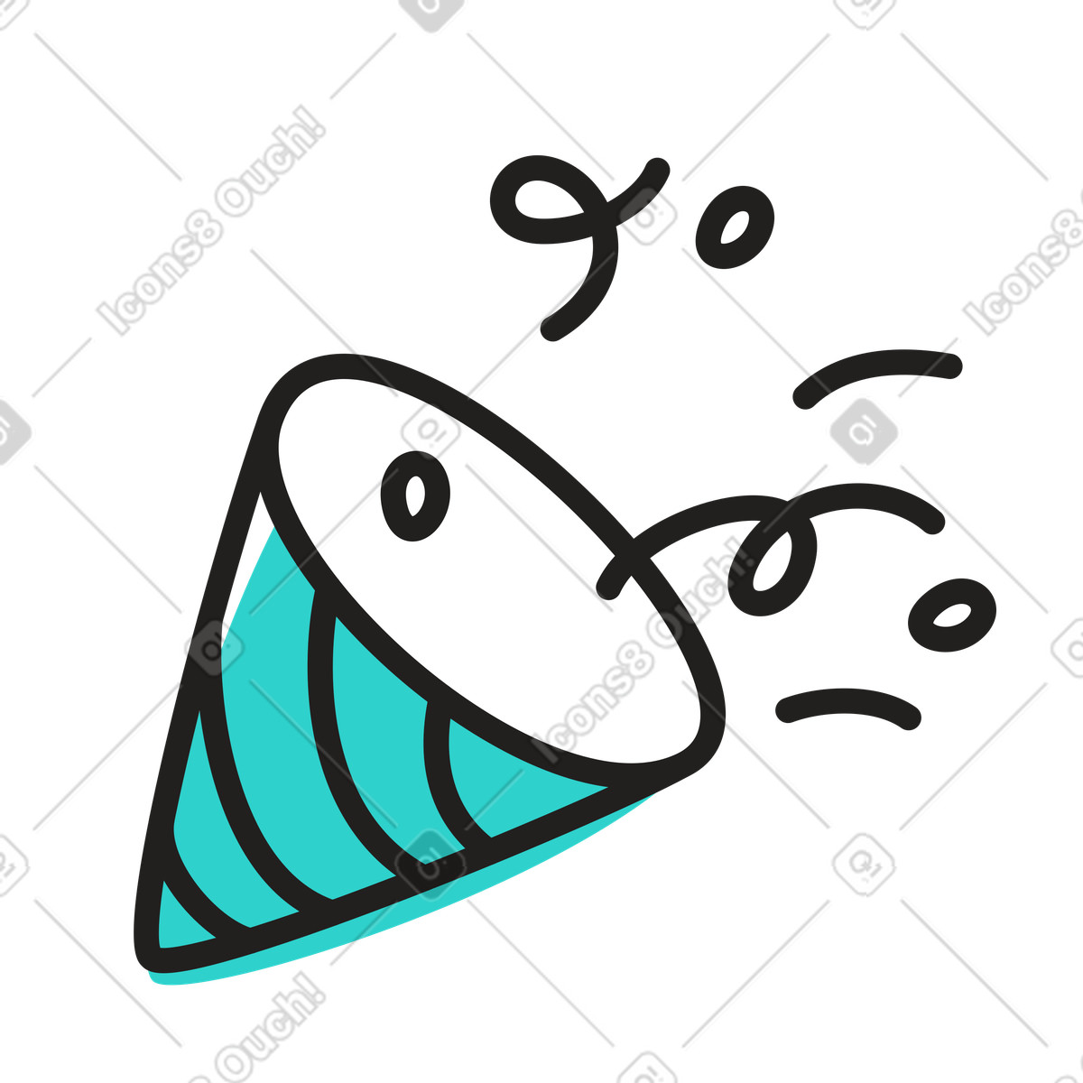 Party popper with Confetti illustration in Little style download in PNG, SVG