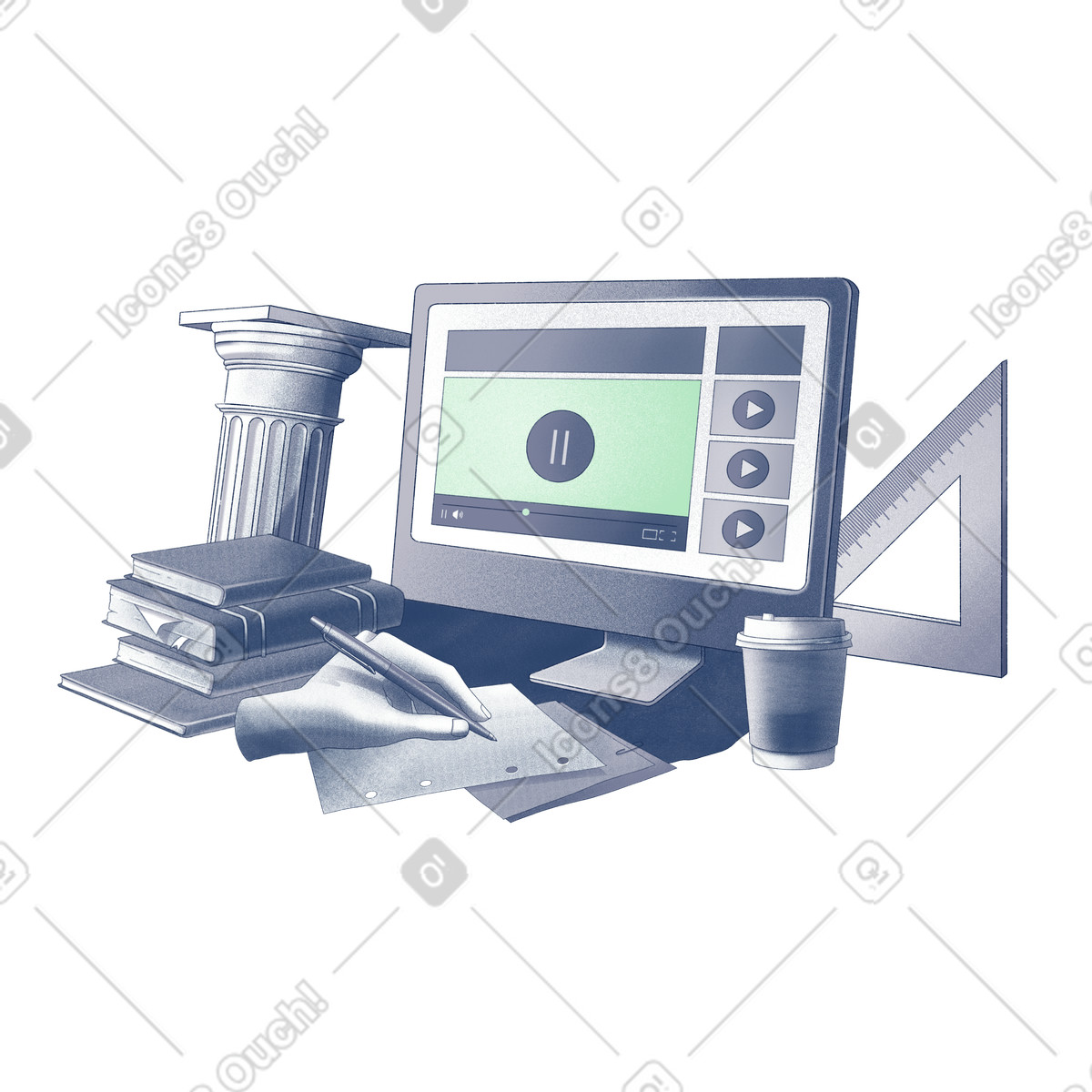 Online learning and course illustration education clipart vectors graphics