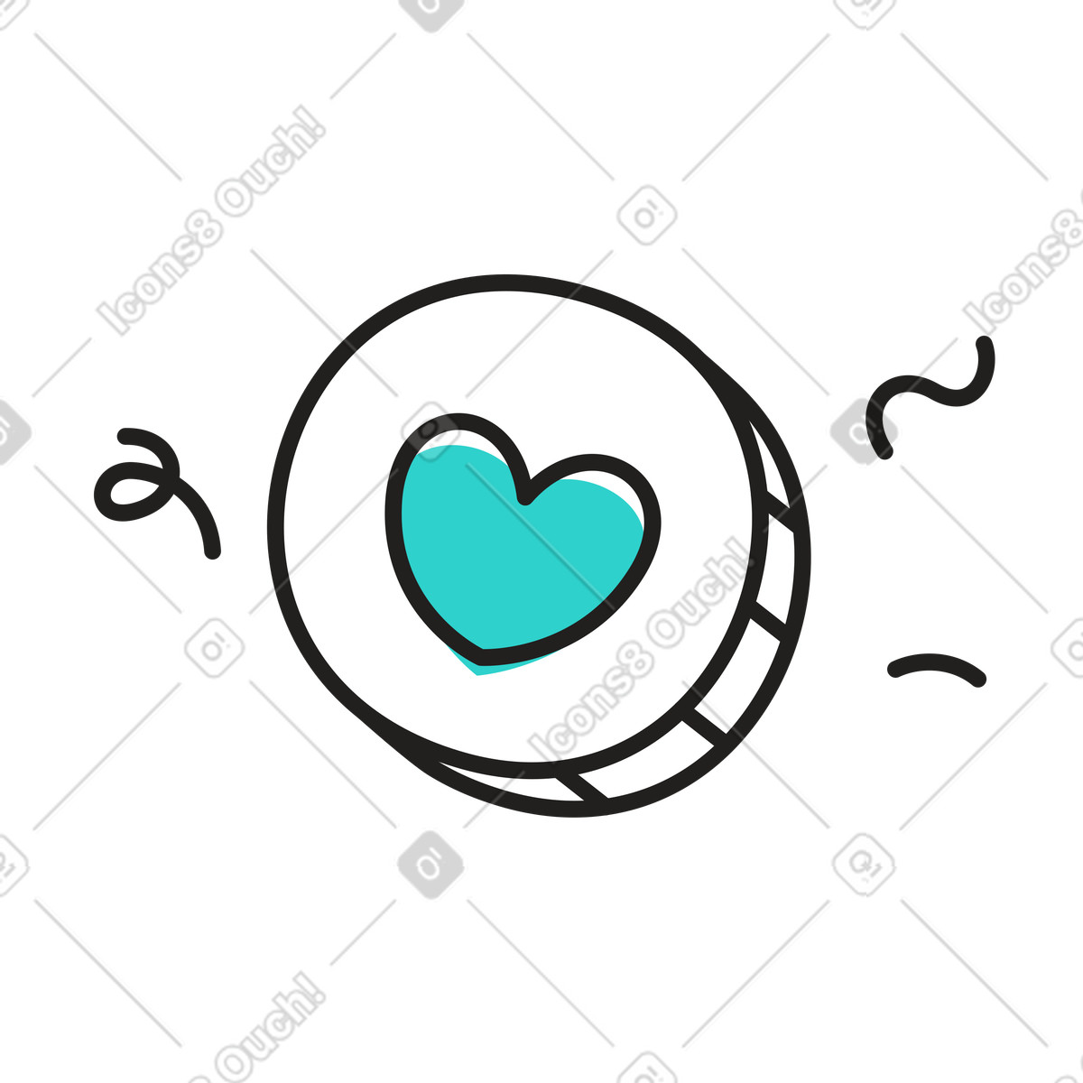 Heart coin to mark favorites illustration in Little style download in PNG, SVG