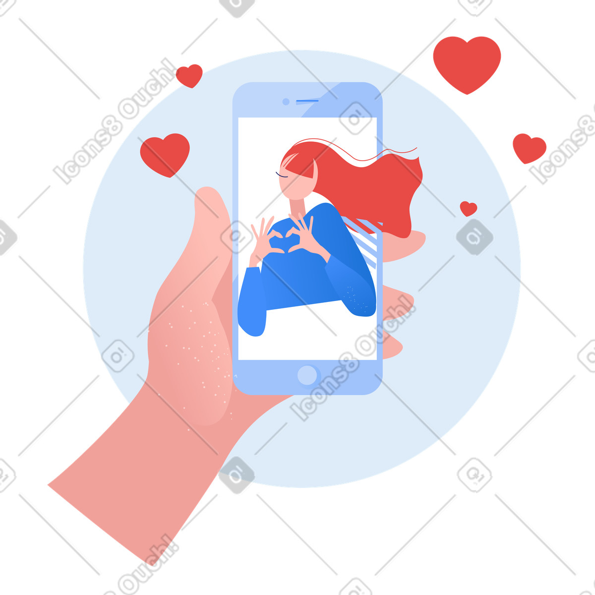 Video call with girlfriend, Online dating and virtual connection-Illustration im Clip-Stil als Download in PNG, SVG
