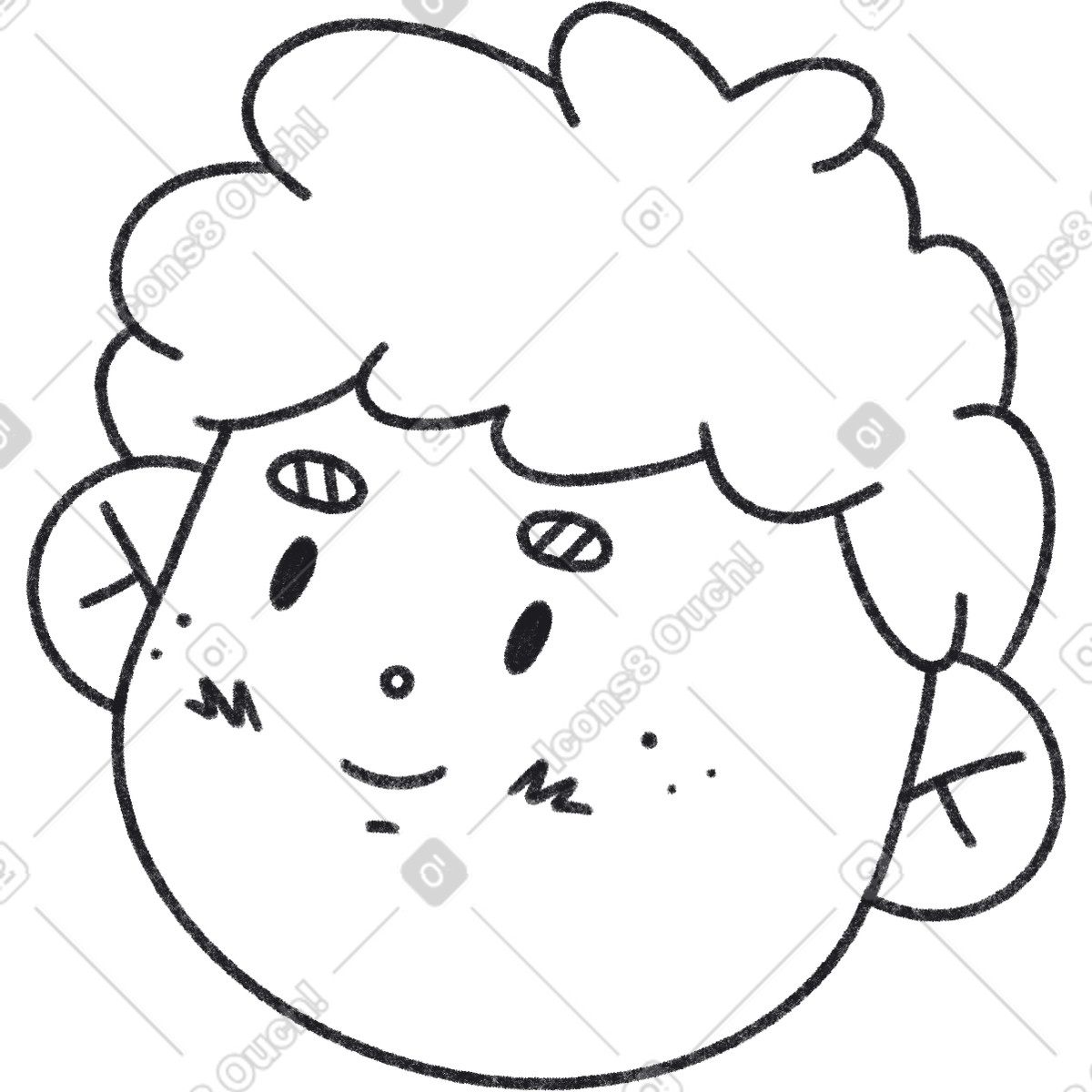 Bonbon Line スタイルの Мan smiles のイラストをPNG、SVG形式でダウンロード