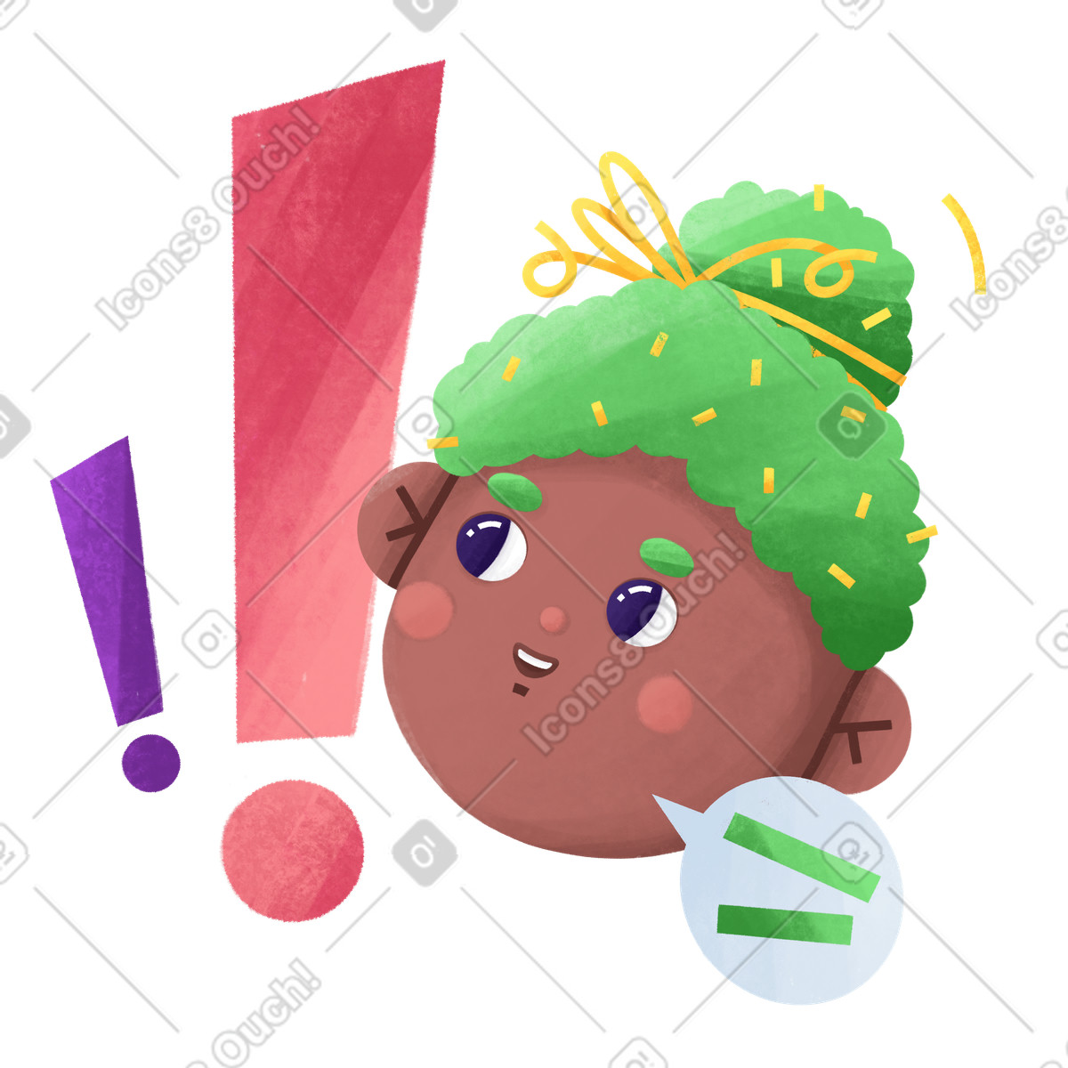Ilustración Girl and two exclamation points en estilo Bonbon a descargar en PNG y SVG