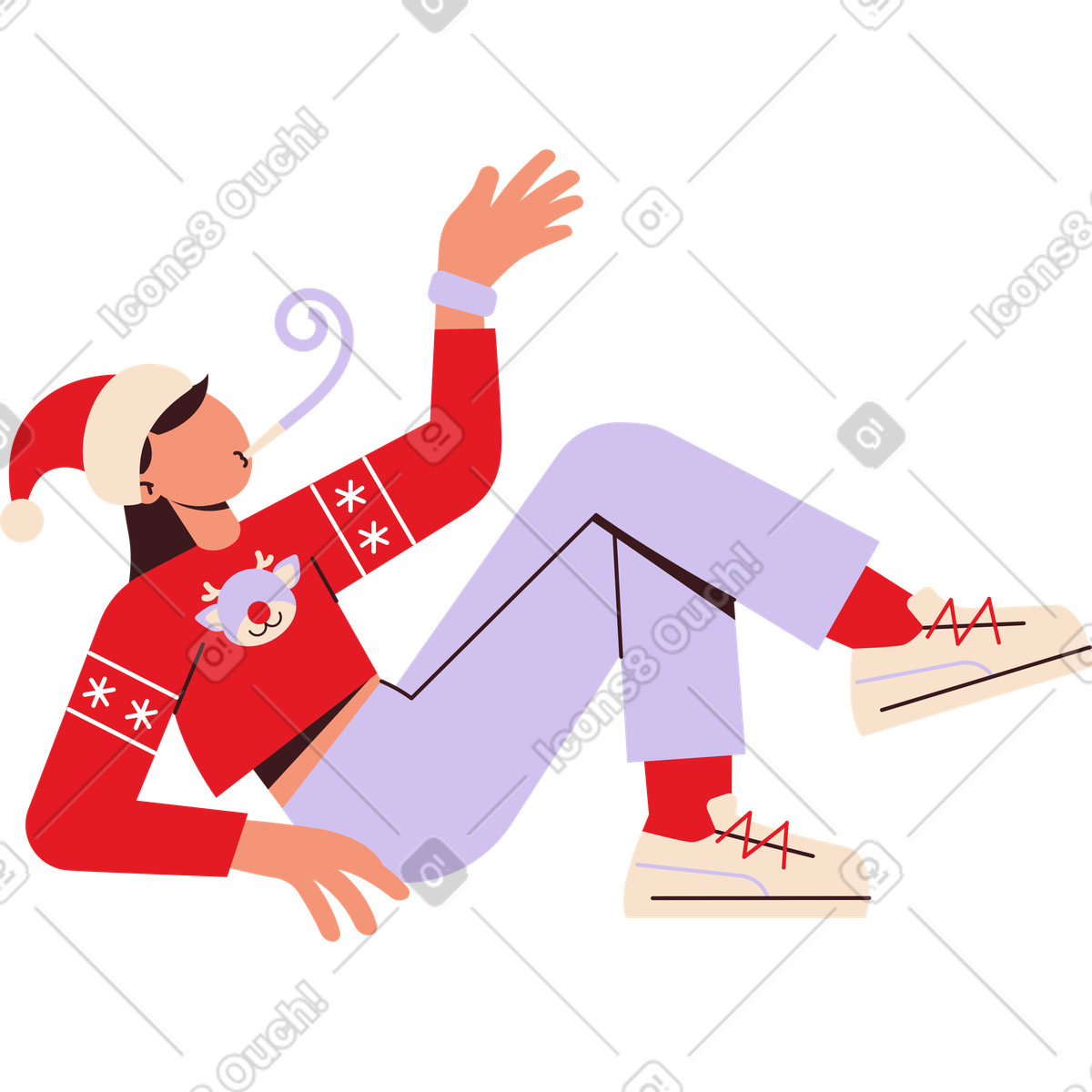 Illustration Femme en pull de noël et un chapeau dans le style Folks à télécharger aux formats PNG, SVG