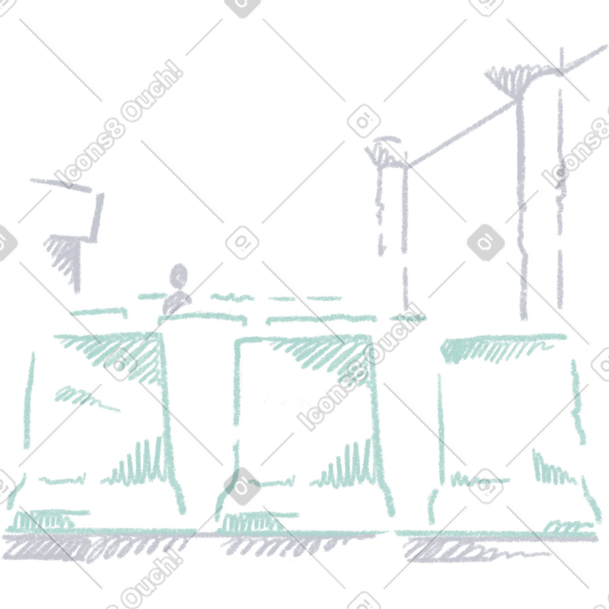 Station view-Illustration im Sketchbook-Stil als Download in PNG, SVG