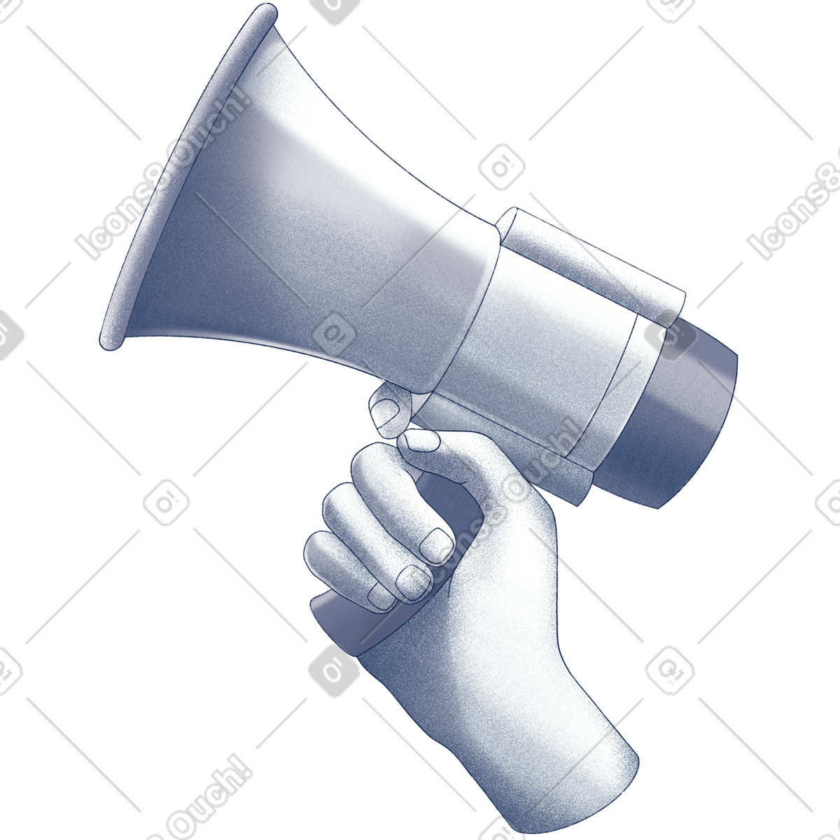 Hand holding loudspeaker illustrazione in stile Haze scarica in PNG, SVG